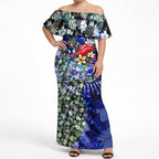 Personalized North Melbourne Football Kangaroos Off Shoulder Maxi Dress Tropical Hibiscus Flowers - Pacific Fusion Style