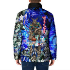 Personalized North Melbourne Football Kangaroos Padded Jacket Tropical Hibiscus Flowers - Pacific Fusion Style