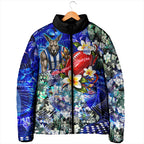 Personalized North Melbourne Football Kangaroos Padded Jacket Tropical Hibiscus Flowers - Pacific Fusion Style