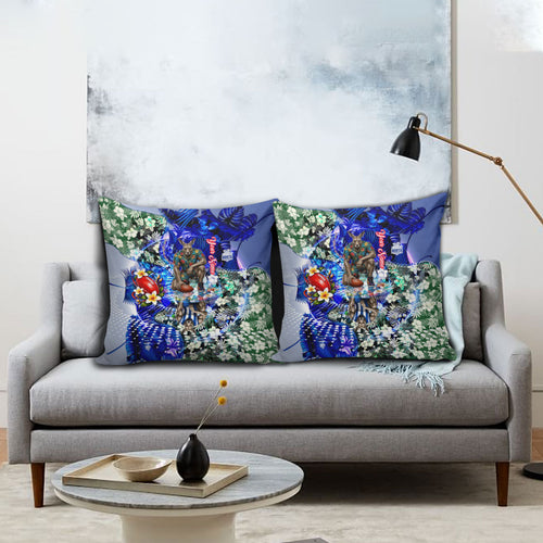 Personalized North Melbourne Football Kangaroos Pillow Cover Tropical Hibiscus Flowers - Pacific Fusion Style