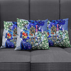 Personalized North Melbourne Football Kangaroos Pillow Cover Tropical Hibiscus Flowers - Pacific Fusion Style