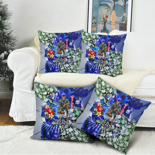Personalized North Melbourne Football Kangaroos Pillow Cover Tropical Hibiscus Flowers - Pacific Fusion Style