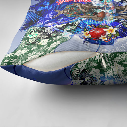 Personalized North Melbourne Football Kangaroos Pillow Cover Tropical Hibiscus Flowers - Pacific Fusion Style