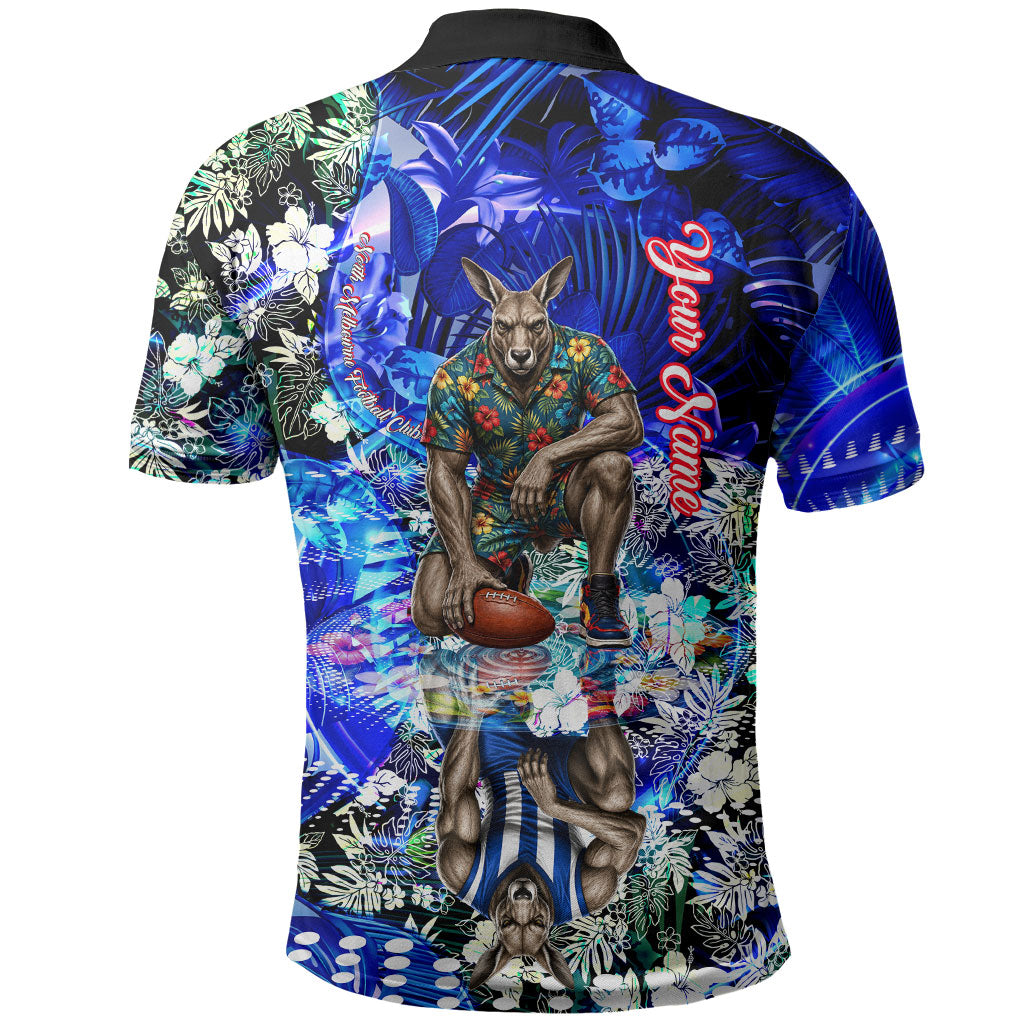 Personalized North Melbourne Football Kangaroos Polo Shirt Tropical Hibiscus Flowers - Pacific Fusion Style