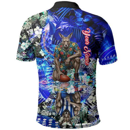 Personalized North Melbourne Football Kangaroos Polo Shirt Tropical Hibiscus Flowers - Pacific Fusion Style