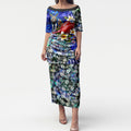 Personalized North Melbourne Football Kangaroos Puletasi Tropical Hibiscus Flowers - Pacific Fusion Style