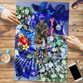 Personalized North Melbourne Football Kangaroos Puzzle Tropical Hibiscus Flowers - Pacific Fusion Style