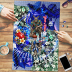 Personalized North Melbourne Football Kangaroos Puzzle Tropical Hibiscus Flowers - Pacific Fusion Style
