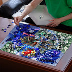 Personalized North Melbourne Football Kangaroos Puzzle Tropical Hibiscus Flowers - Pacific Fusion Style