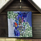Personalized North Melbourne Football Kangaroos Quilt Tropical Hibiscus Flowers - Pacific Fusion Style