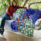 Personalized North Melbourne Football Kangaroos Quilt Tropical Hibiscus Flowers - Pacific Fusion Style