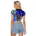 Personalized North Melbourne Football Kangaroos Raglan Cropped T Shirt Tropical Hibiscus Flowers - Pacific Fusion Style
