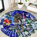 Personalized North Melbourne Football Kangaroos Round Carpet Tropical Hibiscus Flowers - Pacific Fusion Style