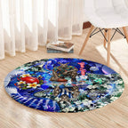 Personalized North Melbourne Football Kangaroos Round Carpet Tropical Hibiscus Flowers - Pacific Fusion Style