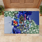 Personalized North Melbourne Football Kangaroos Rubber Doormat Tropical Hibiscus Flowers - Pacific Fusion Style