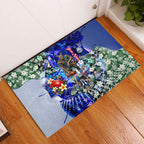 Personalized North Melbourne Football Kangaroos Rubber Doormat Tropical Hibiscus Flowers - Pacific Fusion Style