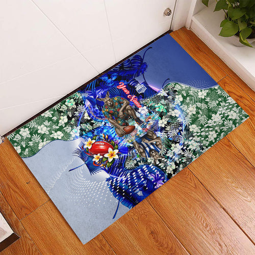 Personalized North Melbourne Football Kangaroos Rubber Doormat Tropical Hibiscus Flowers - Pacific Fusion Style