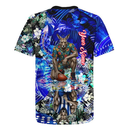 Personalized North Melbourne Football Kangaroos Rugby Jersey Tropical Hibiscus Flowers - Pacific Fusion Style