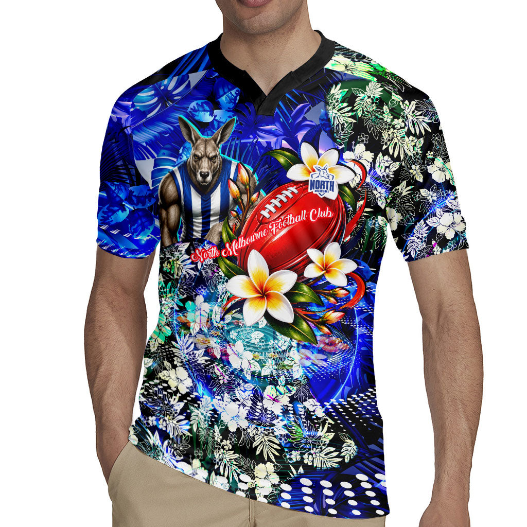 Personalized North Melbourne Football Kangaroos Rugby Jersey Tropical Hibiscus Flowers - Pacific Fusion Style