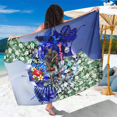 Personalized North Melbourne Football Kangaroos Sarong Tropical Hibiscus Flowers - Pacific Fusion Style