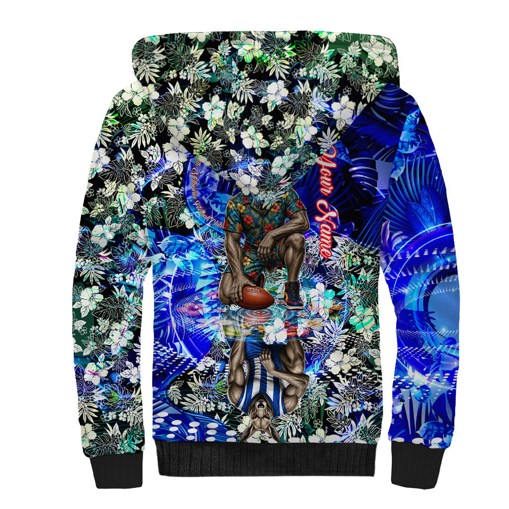 Personalized North Melbourne Football Kangaroos Sherpa Hoodie Tropical Hibiscus Flowers - Pacific Fusion Style