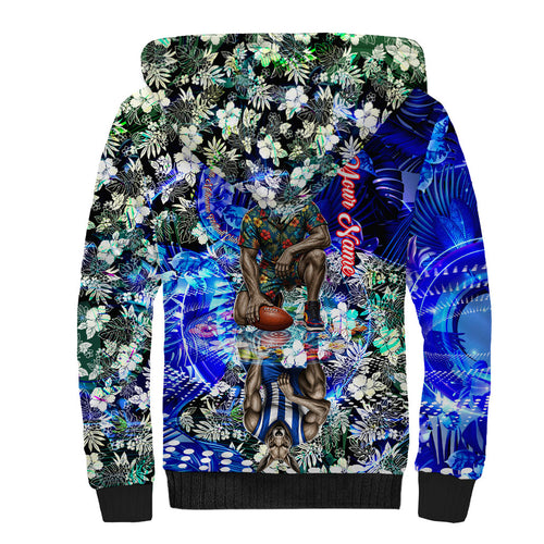 Personalized North Melbourne Football Kangaroos Sherpa Hoodie Tropical Hibiscus Flowers - Pacific Fusion Style