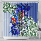 Personalized North Melbourne Football Kangaroos Shower Curtain Tropical Hibiscus Flowers - Pacific Fusion Style