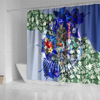 Personalized North Melbourne Football Kangaroos Shower Curtain Tropical Hibiscus Flowers - Pacific Fusion Style