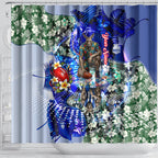 Personalized North Melbourne Football Kangaroos Shower Curtain Tropical Hibiscus Flowers - Pacific Fusion Style