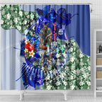 Personalized North Melbourne Football Kangaroos Shower Curtain Tropical Hibiscus Flowers - Pacific Fusion Style
