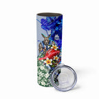 Personalized North Melbourne Football Kangaroos Skinny Tumbler Tropical Hibiscus Flowers - Pacific Fusion Style