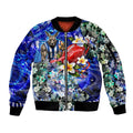 Personalized North Melbourne Football Kangaroos Sleeve Zip Bomber Jacket Tropical Hibiscus Flowers - Pacific Fusion Style