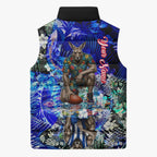 Personalized North Melbourne Football Kangaroos Sleeveless Puffer Jacket Tropical Hibiscus Flowers - Pacific Fusion Style