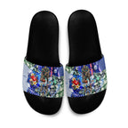 Personalized North Melbourne Football Kangaroos Slide Sandals Tropical Hibiscus Flowers - Pacific Fusion Style