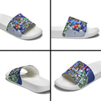 Personalized North Melbourne Football Kangaroos Slide Sandals Tropical Hibiscus Flowers - Pacific Fusion Style