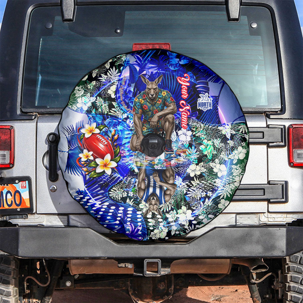 Personalized North Melbourne Football Kangaroos Spare Tire Cover Tropical Hibiscus Flowers - Pacific Fusion Style