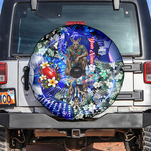 Personalized North Melbourne Football Kangaroos Spare Tire Cover Tropical Hibiscus Flowers - Pacific Fusion Style