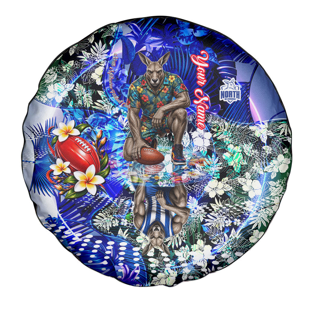 Personalized North Melbourne Football Kangaroos Spare Tire Cover Tropical Hibiscus Flowers - Pacific Fusion Style