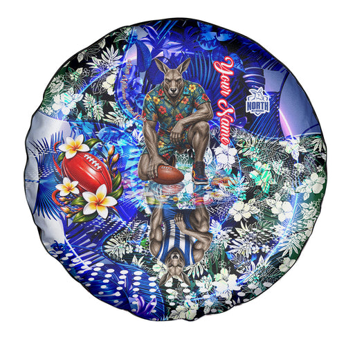 Personalized North Melbourne Football Kangaroos Spare Tire Cover Tropical Hibiscus Flowers - Pacific Fusion Style