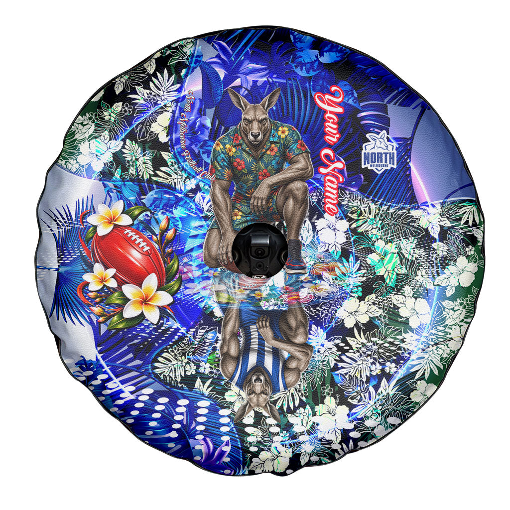 Personalized North Melbourne Football Kangaroos Spare Tire Cover Tropical Hibiscus Flowers - Pacific Fusion Style