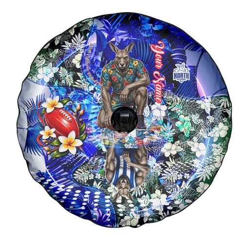 Personalized North Melbourne Football Kangaroos Spare Tire Cover Tropical Hibiscus Flowers - Pacific Fusion Style