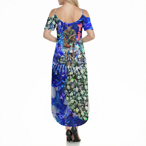 Personalized North Melbourne Football Kangaroos Summer Maxi Dress Tropical Hibiscus Flowers - Pacific Fusion Style