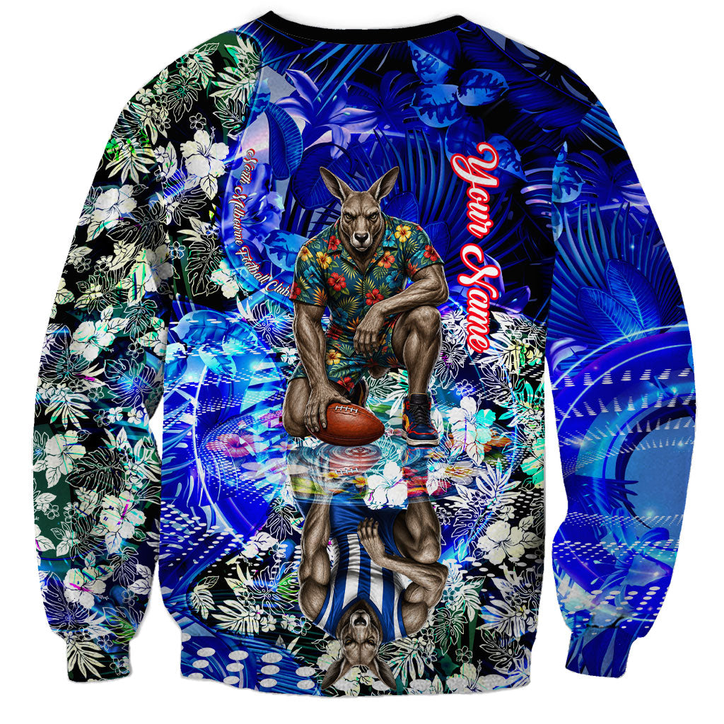 Personalized North Melbourne Football Kangaroos Sweatshirt Tropical Hibiscus Flowers - Pacific Fusion Style