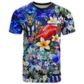 Personalized North Melbourne Football Kangaroos T Shirt Tropical Hibiscus Flowers - Pacific Fusion Style