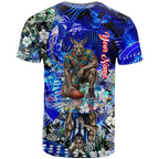 Personalized North Melbourne Football Kangaroos T Shirt Tropical Hibiscus Flowers - Pacific Fusion Style