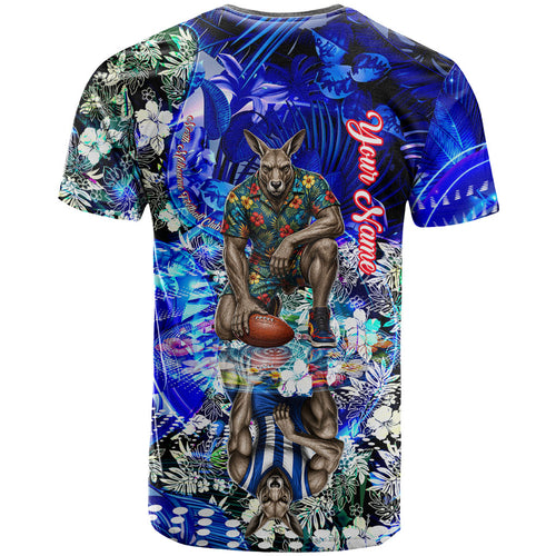 Personalized North Melbourne Football Kangaroos T Shirt Tropical Hibiscus Flowers - Pacific Fusion Style