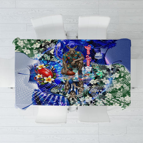 Personalized North Melbourne Football Kangaroos Tablecloth Tropical Hibiscus Flowers - Pacific Fusion Style