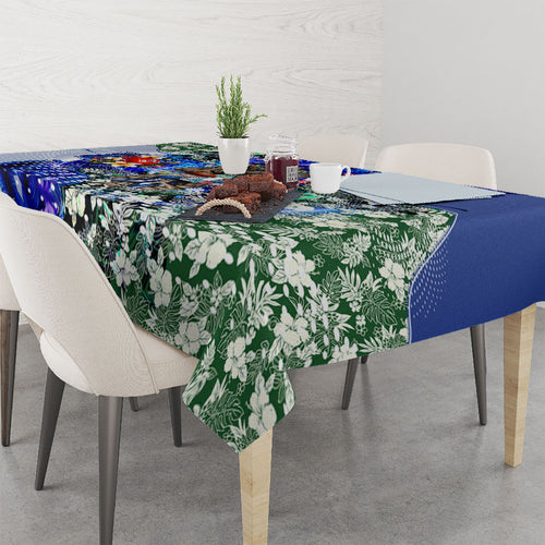 Personalized North Melbourne Football Kangaroos Tablecloth Tropical Hibiscus Flowers - Pacific Fusion Style