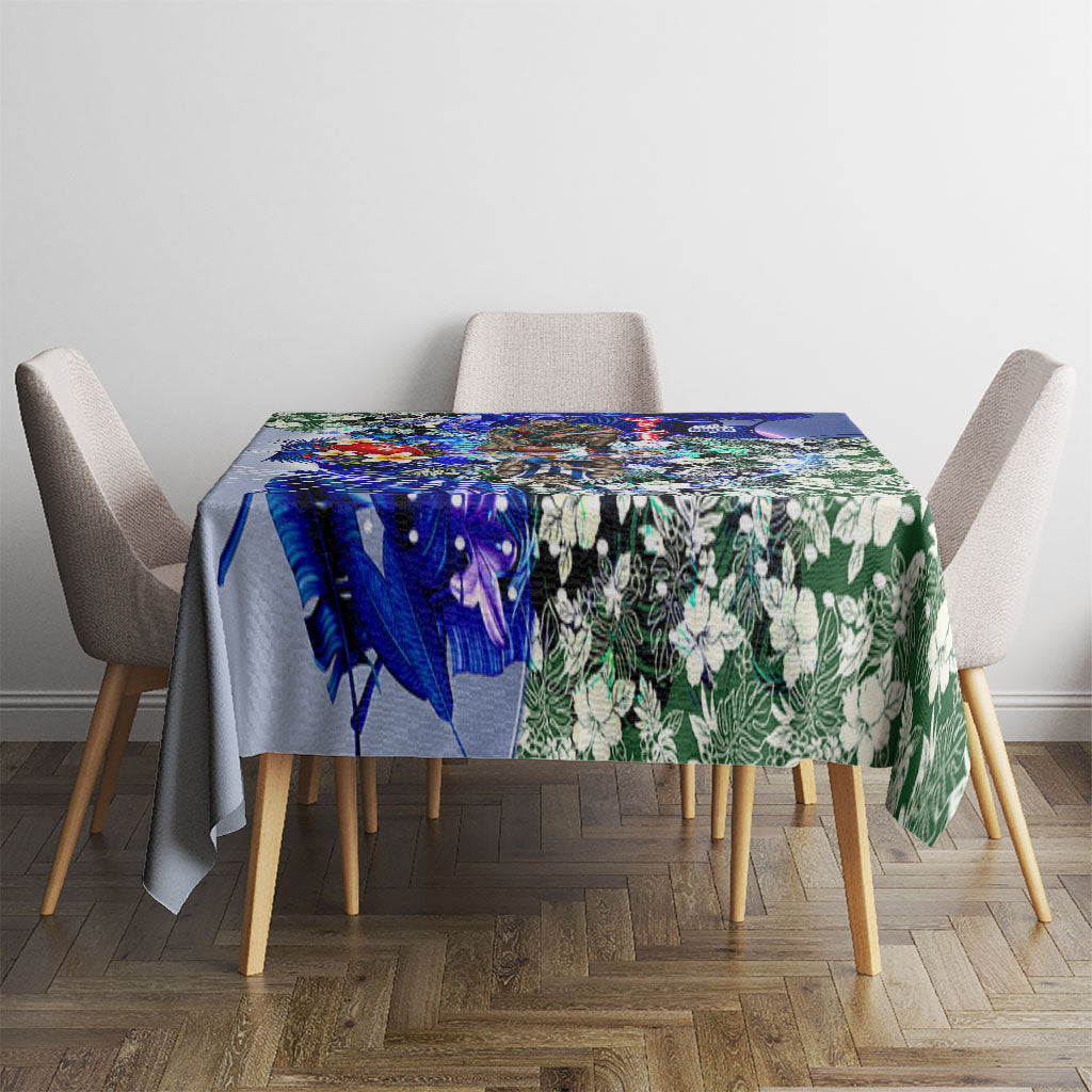 Personalized North Melbourne Football Kangaroos Tablecloth Tropical Hibiscus Flowers - Pacific Fusion Style