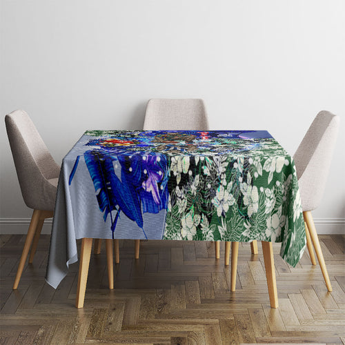 Personalized North Melbourne Football Kangaroos Tablecloth Tropical Hibiscus Flowers - Pacific Fusion Style